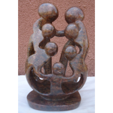 African Sculpture - Stone Family 7 heads, 9H Shona Stone