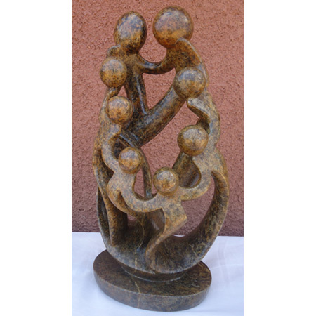 African Sculpture - Stone Family 8 heads, 16H Shona Stone