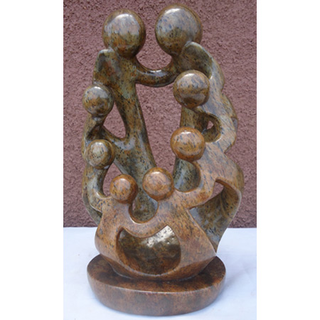 African Sculpture - Stone Family 8 heads, 12H Shona Stone