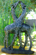African Sculpture - Kissing Giraffes, 12H Shona Stone