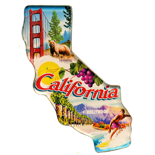 Large Scenic California State Map magnet with colorful scenes from