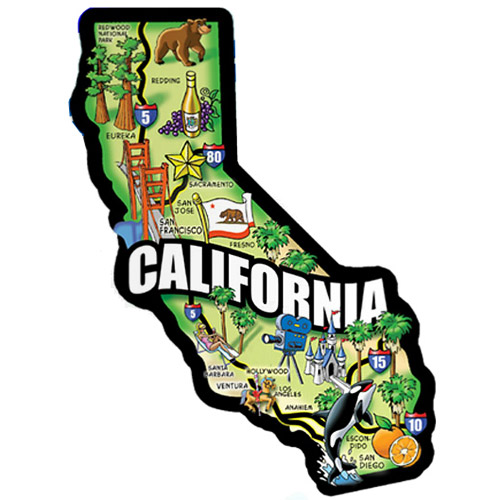California State Map, Large Acrylic Magnet