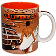 Ceramic Mug with California Old Time Surfing Icon