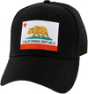 California Republic Bear Flag Baseball Cap, Black
