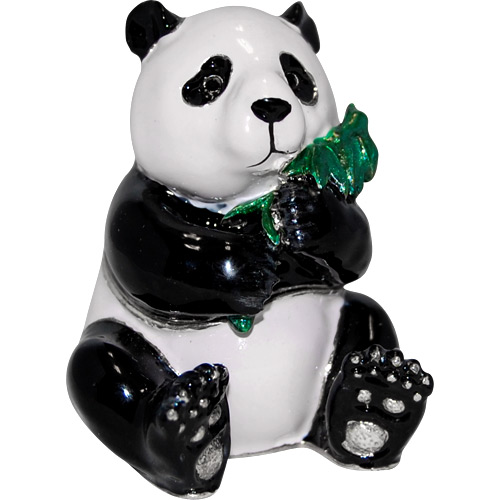 Panda Bear with Bamboo - Enamel Jeweled Trinket Box, 2H