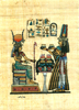 Nefertari gives gifts to Isis, 6.25x4.25 Papyrus Painting