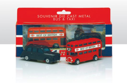 Die-Cast London DD Bus & Black Taxi Set