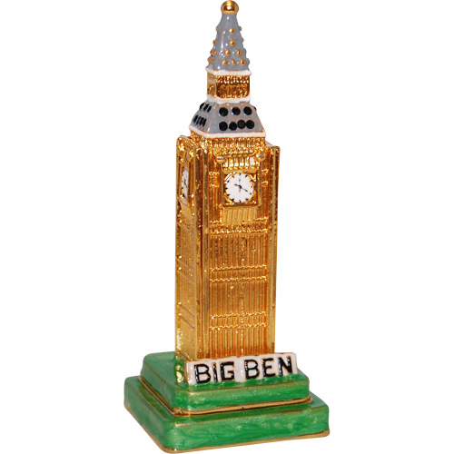 London Big Ben Enamel Jeweled Trinket Box