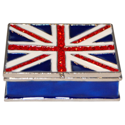 British Union Jack Enamel Jeweled Trinket Box