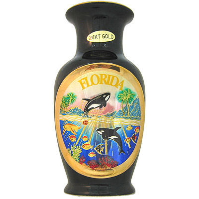 24K Gold Chokin Vase in Black - Florida