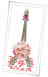 Eiffel Tower miniature with wedding themed decoration