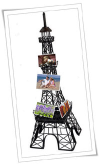 Eiffel Tower Statue with Photos and Postcards