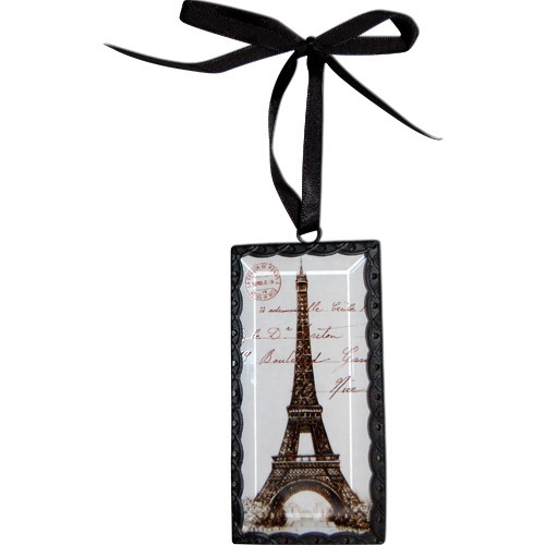 Paris Eiffel Tower Glass Ornament with Metal Frame - 4L