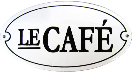 French Enamel Sign, Le Cafe, 6-1/4 x 3-1/4