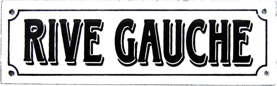 French Enamel Sign, Rive Gauche (Left Shore), 7x2