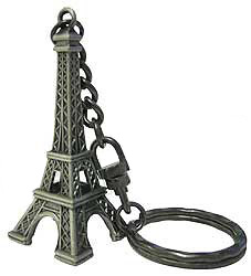 2 Eiffel Tower Miniature Replica, Pewter Finish Key Chain