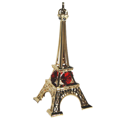 5 Eiffel Tower Miniature in Gold w/ Red Color Austrian Crystal