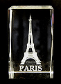 3D Laser-Etched Crystal - Eiffel Tower with PARIS, Small