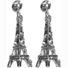 Eiffel Tower Earrings - Silver with Clear Rhinestones