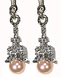 Eiffel Tower Earrings - Silver with Pink Pearls