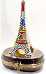 French Limoges Box, Eiffel Tower on Silver Base