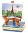 French Limoges Box, Eiffel Tower Painting on Easel