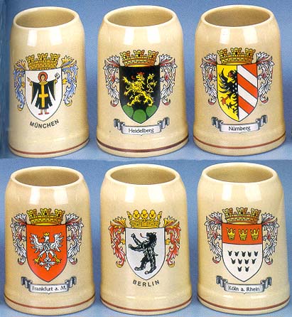 Assorted German City Crest Mugs, 5-3/4H