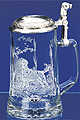 Glass Beer Stein with Pewter Lid - Labrador, 7-1/4H