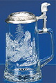 Glass Beer Stein with Pewter Lid - Bald Eagle, 7-1/4H