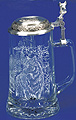 Glass Beer Stein with Pewter Lid - Timber Wolf, 7-1/4H