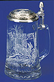 Glass Beer Stein with Pewter Lid - White Tail Deer, 7-1/4H