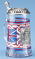 Glass Beer Stein - Souvenir of England, 7-1/4H