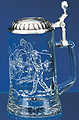 Glass Beer Stein with Pewter Lid - Golfer, 7-1/4H