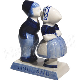 Delft Blue Figurine, Holland Kissing Boy & Girl, 3.5H, photo-1