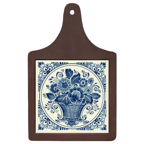Cheeseboard w/ Delft-Blue Tile - Flower Basket