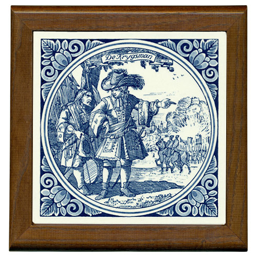 Tile with Frame, Delft Blue Krygsman / Warrior, 7.5