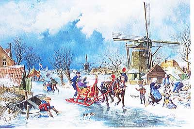 Dutch Post Card - Winter Sledge, 4x6