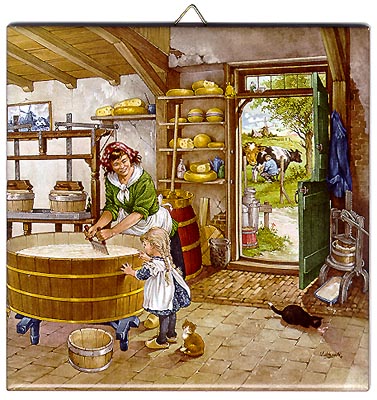 Dutch Tile with Color - Cheesemaker, 6