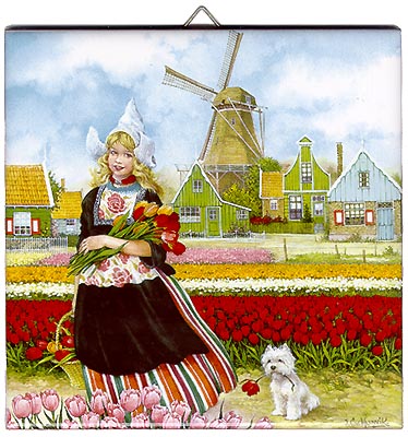 Dutch Tile, Color Tulip Girl, 6