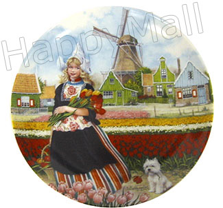 Color Decorative Plate - Tulip Girl 8.25D