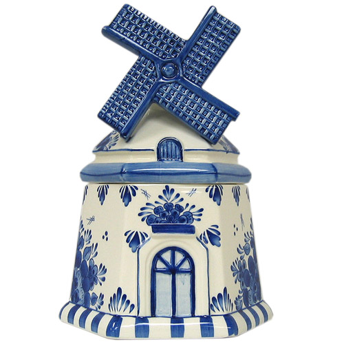Delft Blue Windmill Cookie Jar, 10H