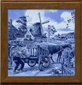 Tile with Frame, Delft Blue Milkman, 7.5