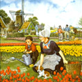 Dutch Tile, Color Tulip Picker with Child, 6