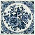 Dutch Tile, Spring Blossom with Fancy Border, 6