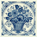 Flower Basket, Dutch Delft Tile 6