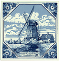 Waterloos Molen Windmill in Hexagon Design, Dutch Tile 6
