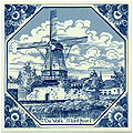 De Valk Montford Windmill in Hexagon Design, Dutch Tile 6