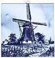 Dutch Tile, Traditional Delft Blue Windmill
