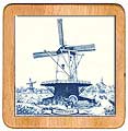Ceramic Trivet, Antique Delft Blue Stage Windmill, 7.5