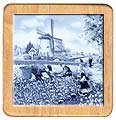 Ceramic Trivet, Delft Blue Tulip Pickers, 7.5